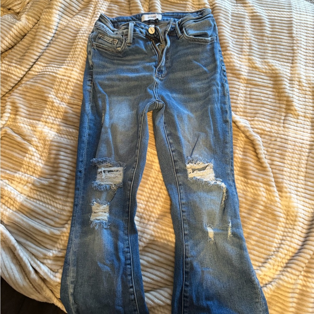 Vigoss Light Blue Distressed Flare Jeans